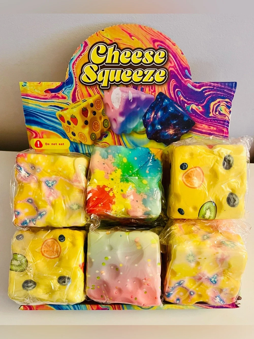 Colorful Squishy Cheese Toy - Yellow Multicolor